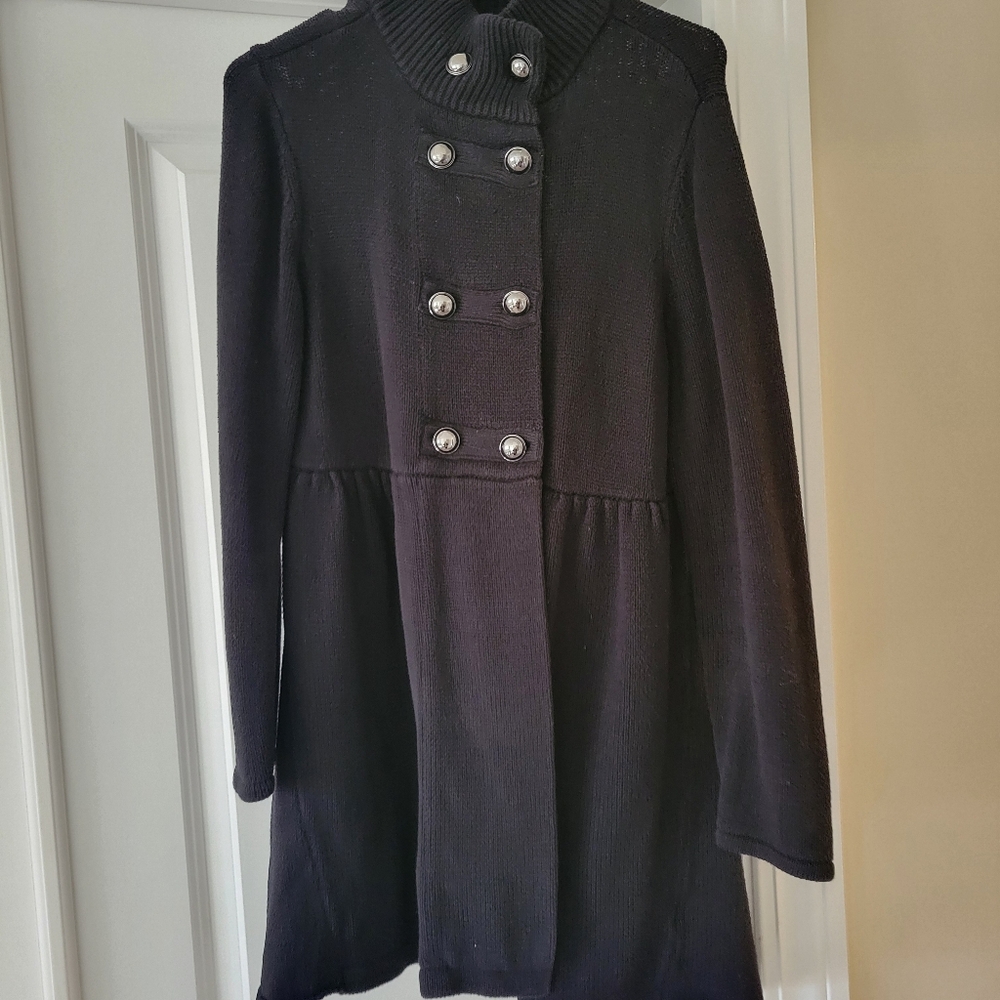 Style & Co Long Sleeve Button Black Sweater - Size L